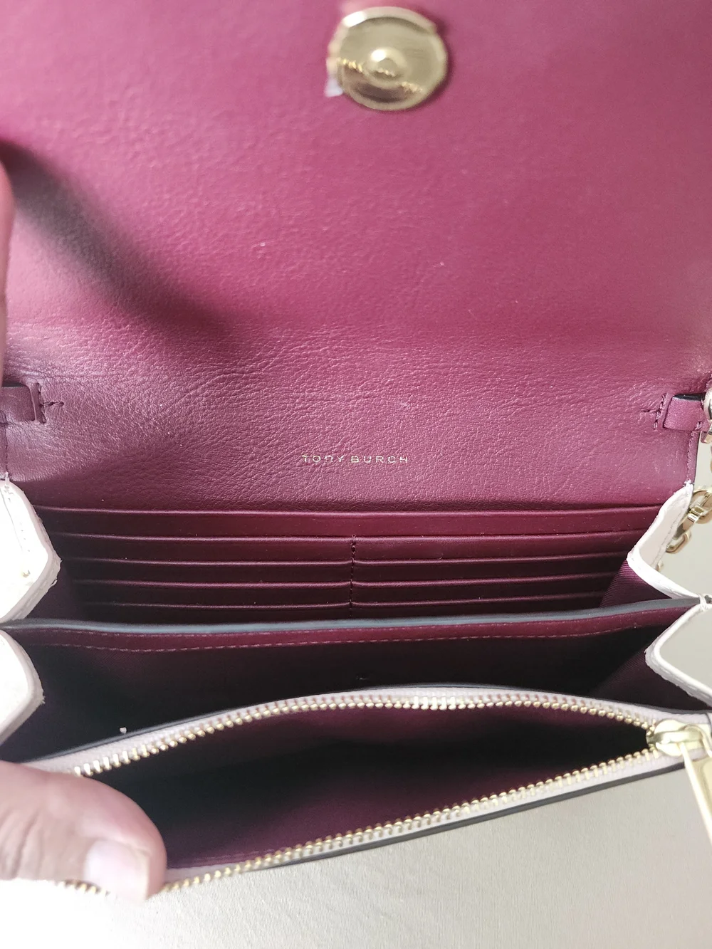 Tory Burch Light Pink Leather Fold-Over Wallet Clutch